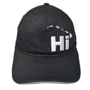 Surfware Baseball Cap Black White Hat OS Embroidered Hawaii Stretch Fit Cotton